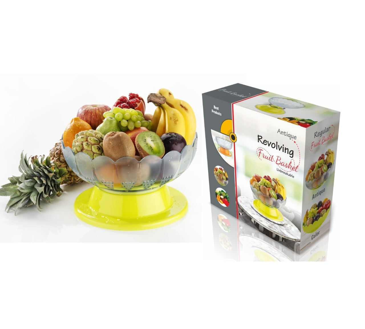 Absolute Plastic Round Revolving Fruit and Vegetable Bowl - Springkart 