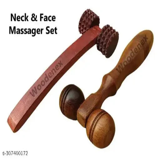 Wooden Set of 2 pcs. Acupressure Back Pain Relief Massager Multi Purpose Body Massager for neck, shoulder and Face