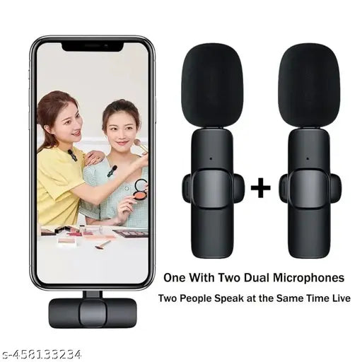deep Dual Wireless Microphone Plug and Play,Live Stream & Video Recording (K-9 Double Microphone)