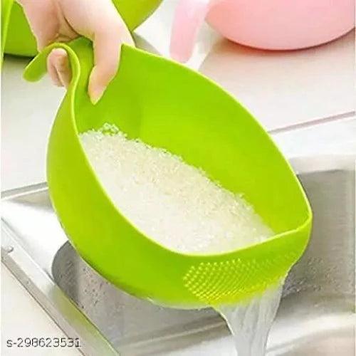 VENIK Rice Fruits Vegetable Noodles Pasta Washing Bowl and Strainer for Storing and Straining & Plastic Vegetable Cutter &Stainless steel Peeler with Combo (Pack of 3) - Springkart 