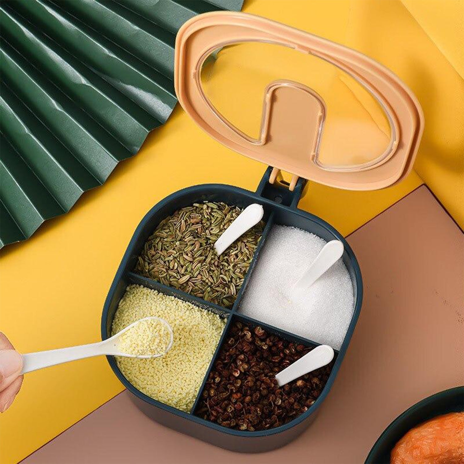 Four Grid Spice Storage Seasoning Box - Springkart 