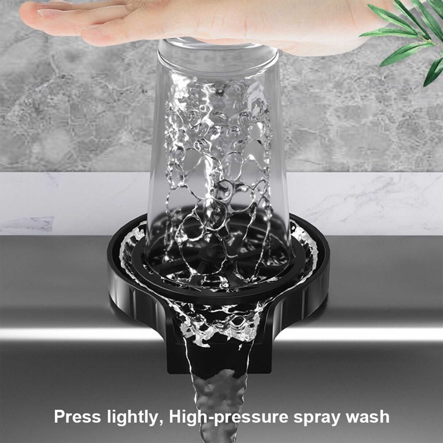 Automatic Cup Washer or Glass Rinser for Kitchen Sink, Black Kitchen Sink Cleaning Spray Cup Washer, Bar Glass Washer. - Springkart 