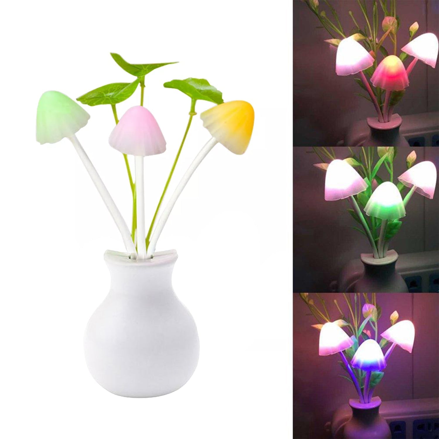LED Dream Night Light, Auto ON / Off Sensor Mushroom Lamp (Multicolor) - Springkart 