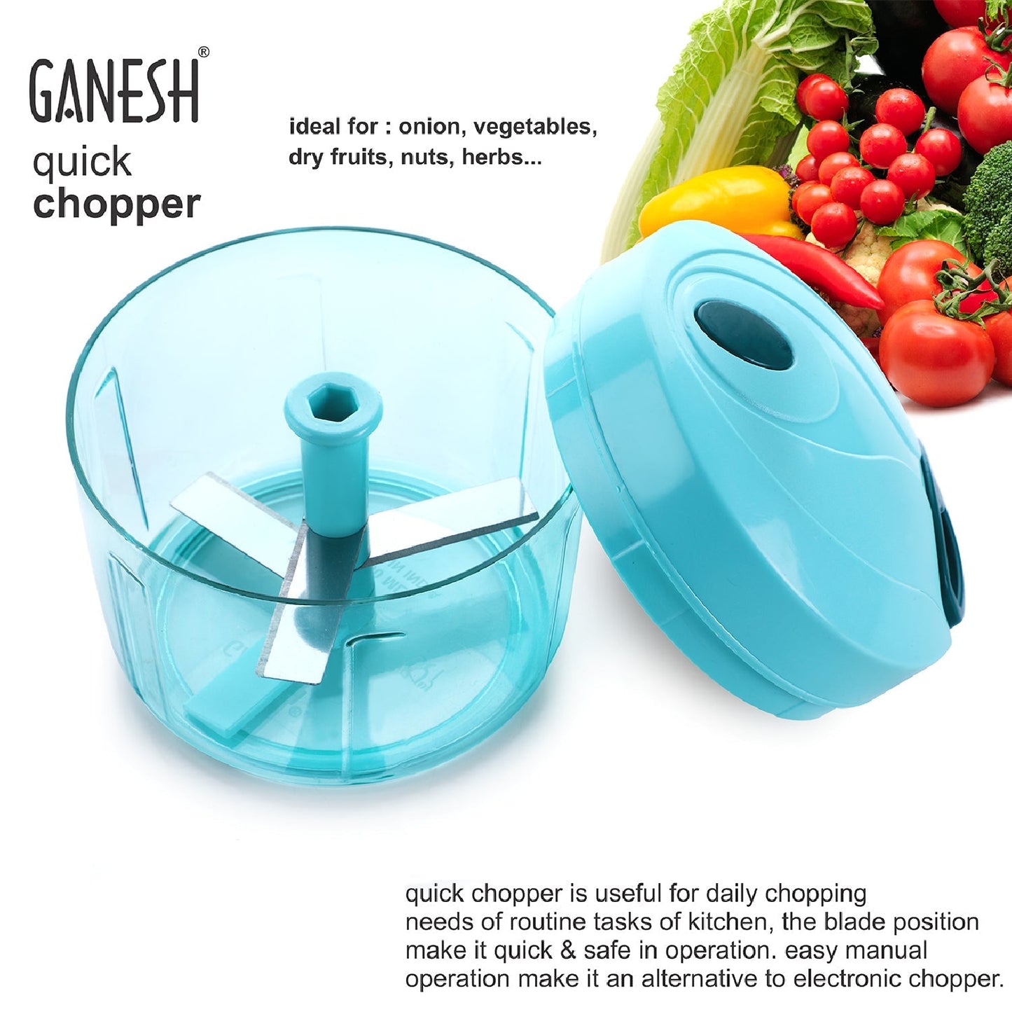 Ganesh Quick Vegetable Chopper (1 Unit Chopper)(725 Ml) - Springkart 