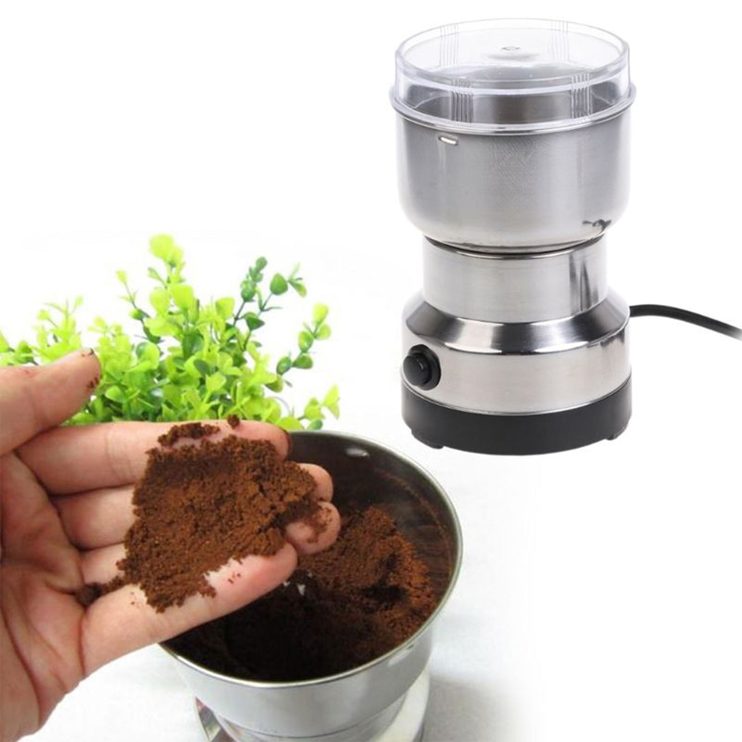 Multi-Functional Electric Stainless Steel Herbs Spices Nuts Grain Grinder with Stainless Steel Bowl, Portable Coffee Bean Seasonings Spices Mill Powder Machine Grinder Machine for Home and Office - Springkart 