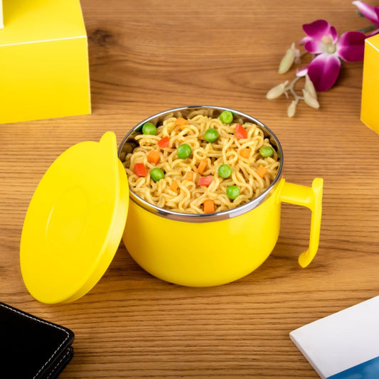 Maggie Bowl with Lid and Handle, Soup Bowls for Easy Perfect Breakfast Cereals, Fruits, Ramen, Beverages, Essentials, Safe Double Layer - Springkart 