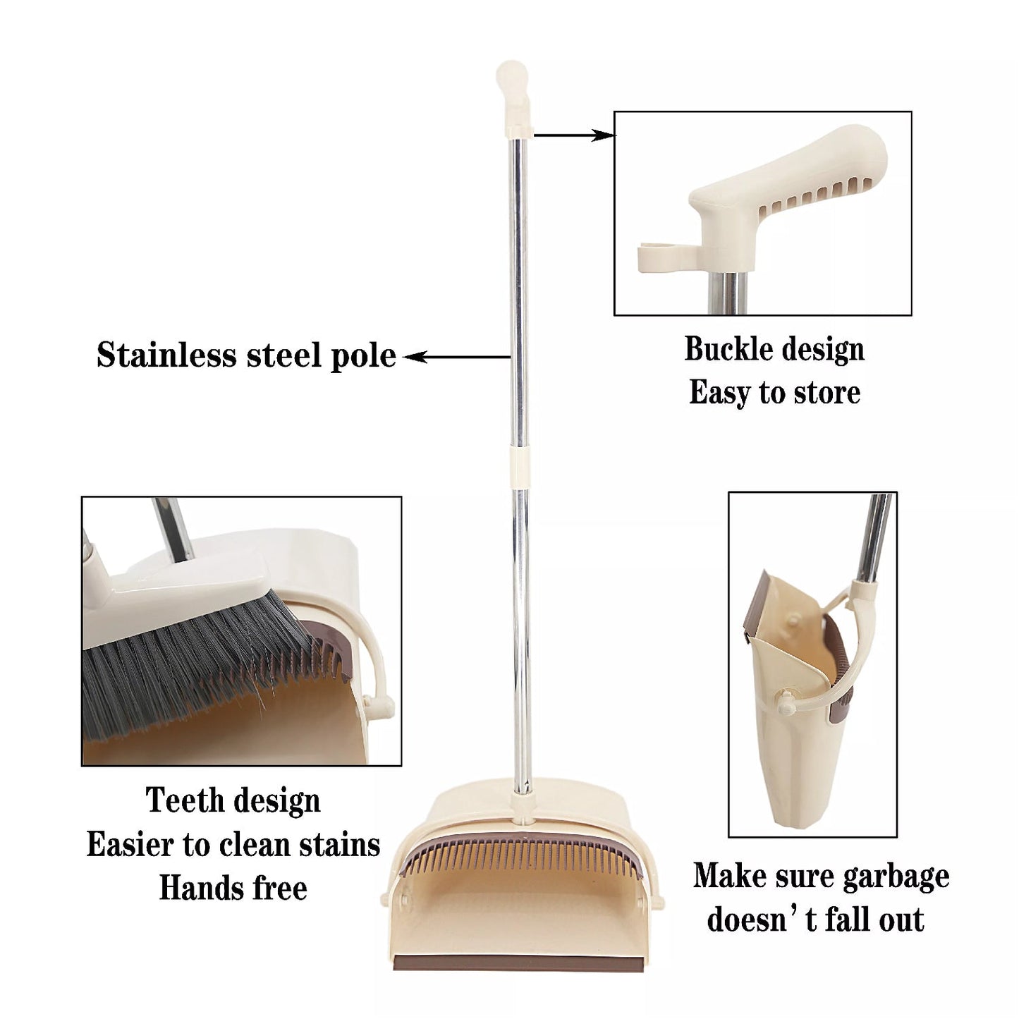 Handle Dustpan and Brush for Sweeping & Cleaning Dust Pan and Broom Handled - Springkart 