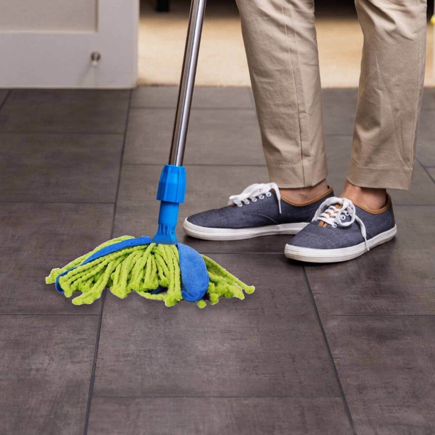 Microfiber Cone Mop and Cone Broom Used for Cleaning Dusty and Wet Floor Surfaces and Tiles. - Springkart 