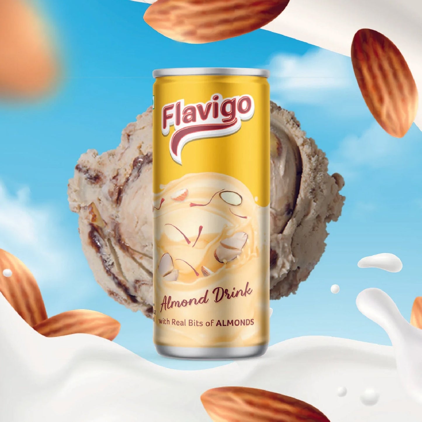 Flavigo Almond Drink Ice Cream Milkshake (200Ml) | Ice cream shakes - Springkart 