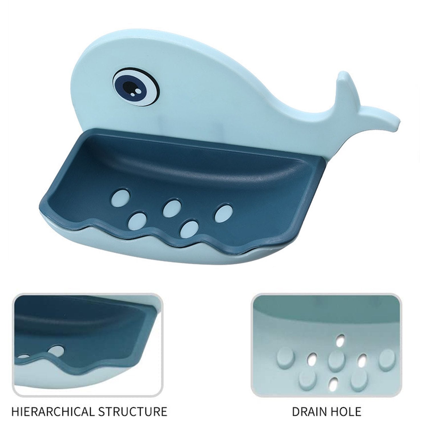 Fish Shape Soap Dish Adhesive Waterproof Wall Mounted Bar Soap Dish Holder (Pack of 2Pc) - Springkart 