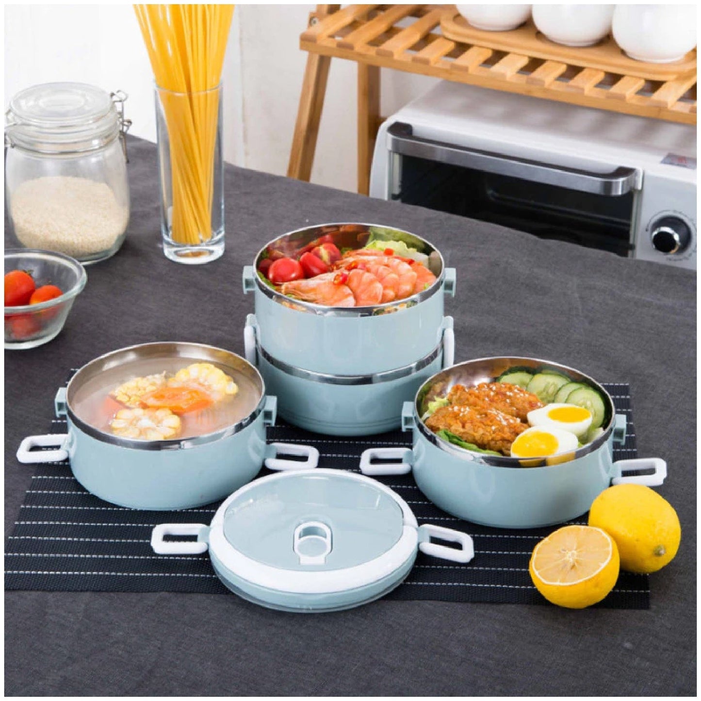 Multi Layer Stainless Steel Hot Lunch Box (4 Layer) - Springkart 