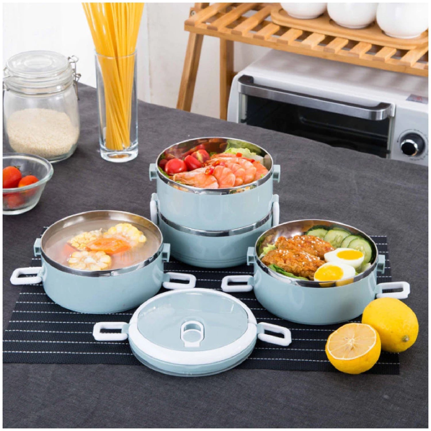 Multi Layer Stainless Steel Hot Lunch Box (4 Layer) - Springkart 