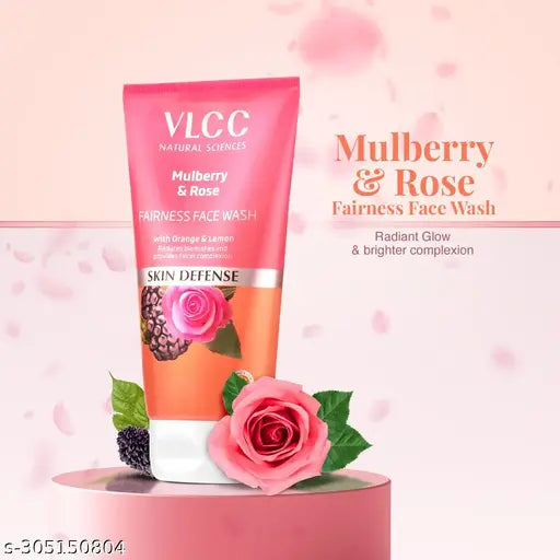 VLCC Mulberry & Rose Facewash - 2X 150 ml - Buy One Get One - Fairness & Cleansing