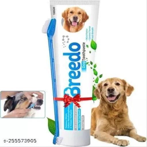 Breedo Cool Mint Toothpaste and 1Pcs Pet Toothbrush Combo for Dogs - 100g | Pet Toothbrush (For Dogs, Cat, Hampster, All Other Pets)