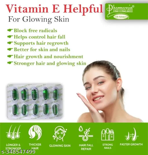Vitamin E 400 Mg (Pack of 150 Capsules) for Face and Hair, Antioxidant Support and Immunity Booster, Controls Wrinkling, Skin Dehydration - Springkart 