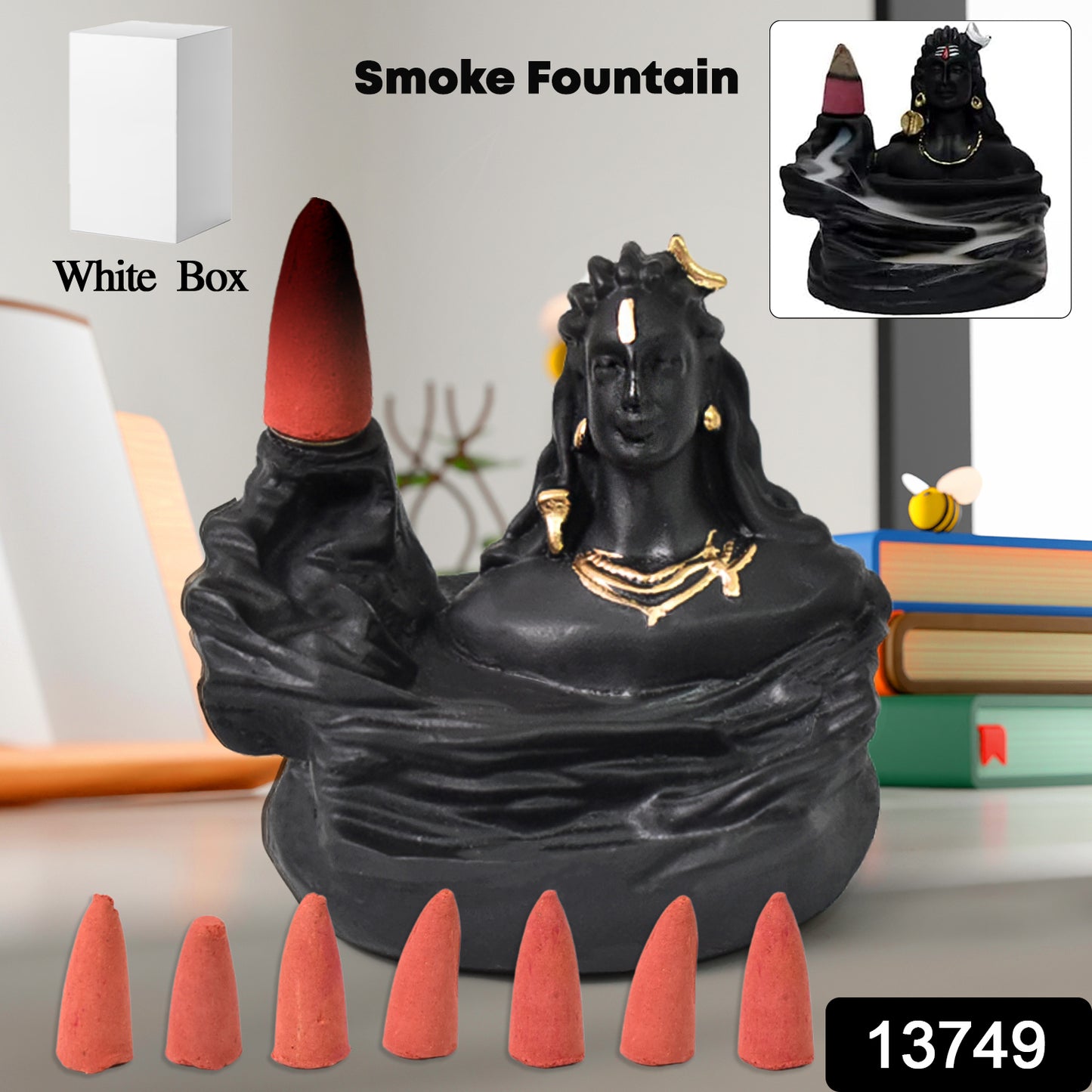 Adiyogi Shiva Backflow Smoke Fountain Incense Holder Burner (1 Pc) - Springkart 