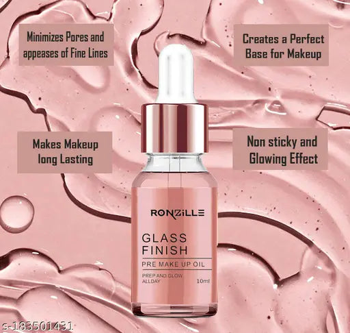 Ronzille Glass Glow Pre Makeup oil Primer enriched with Vitamin-E 10 ml Primer - 10 ml  (Transparent)