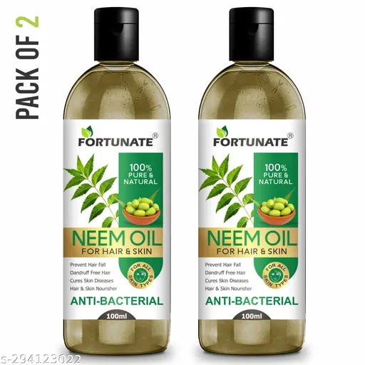 FORTUNATE Pure Cold Pressed Neem Oil for Skin & Hair Oil (100 ml) - Springkart 