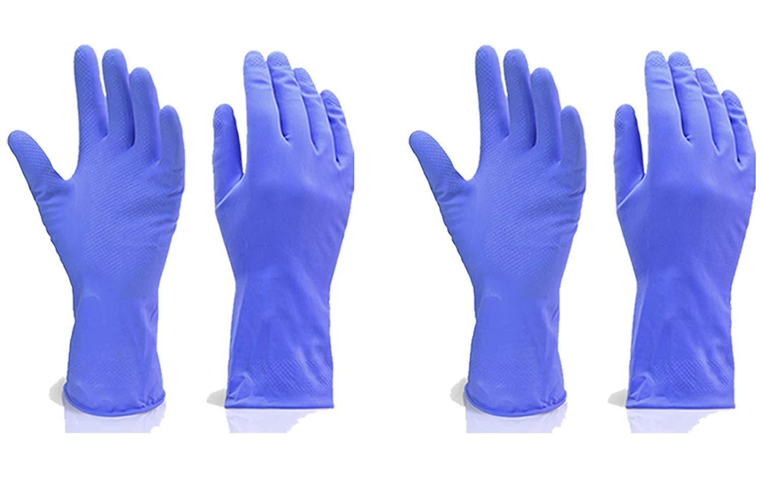 Flock line Reusable Rubber Hand Gloves (Blue) - 1pc - Springkart 