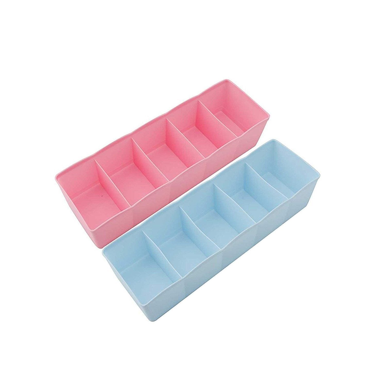 5 Compartments Socks / Handkerchief / Underwear Storage Box Socks Drawer Closet Organizer Storage Boxes (pack of 2) - Springkart 
