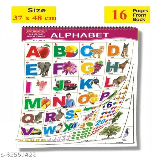 English Chart For Kids (16 Charts ) 37 x 48 cm - Children Spiral Wall Picture Chart