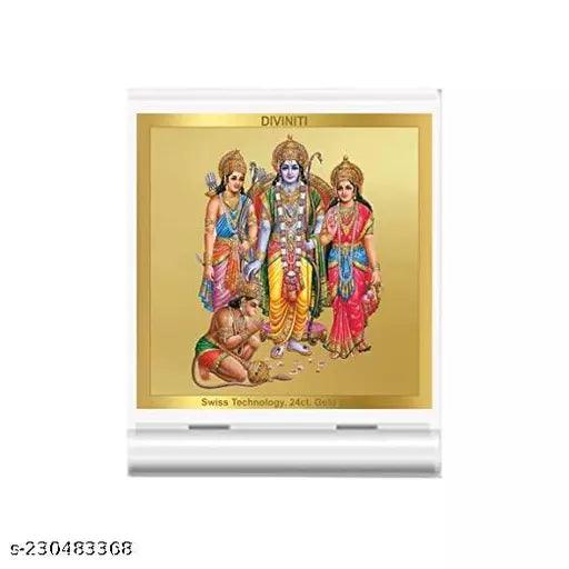 Diviniti Ram Darbar God Idol Photo Frame for Car Dashboard 24K Gold Plated Foil - Springkart 