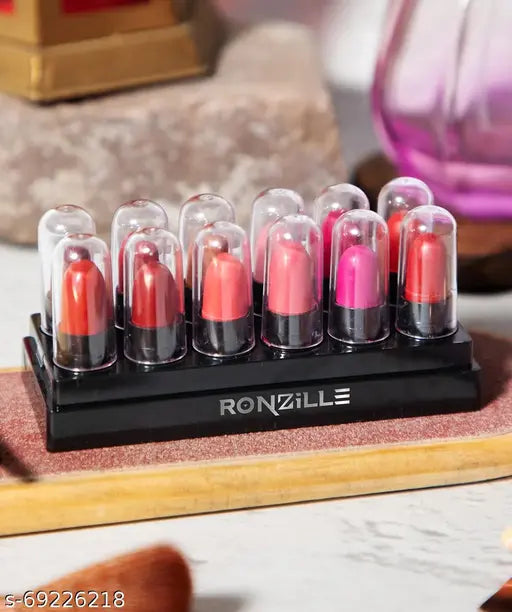 Ronzille Mini Bullet Lipstick Set of 12 Shade A