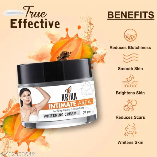 Krika Advanced Intimate area Whitening Cream, Underarm whitening cream with natural ingredients for Getting Rid of Dark Underarm, Knees, Elbows, Inner Thigh and Bikini Line Without Recurrence, Permanently Fade Body Dark Area Skin, Black and Dark Spot Remo