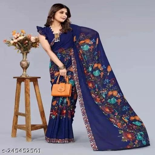 Pack of-2 New Arrival Women's Designer Georgette Printed Saree with Unstitched Running Blouse