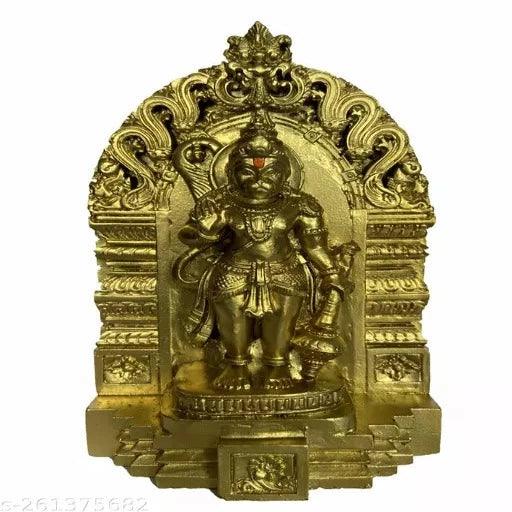 Sri Jai Hanuman/Maruthi Polystone Statue Idol for Pooja Room 16cm (Gold Colour) - Springkart 