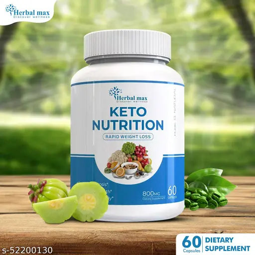 Herbal max Keto Nutrition Capsule for Weight Loss with Garcinia Cambogia -800mg(60 Capsules) - Springkart 