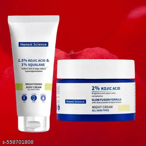 2% Kojic Night Cream (50g) | With Niacinamide & Alpha Arbutin | Face Moisturizer For Glowing & Brightening Skin | Reduces Dark Spots & Pigmentation | Minimizes Pores | Anti Agi+ 5% Glycolic Aci d Underarm Brightening Spray Treatment