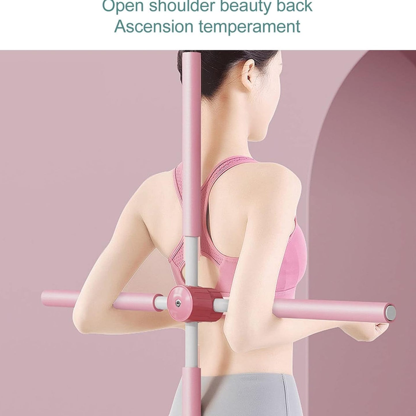 12858 Posture Stretching Stick Yoga Sticks Humpback Correction Open Shoulder Adjustable For Posture Pain Relief Rotating Yoga Stick Retractable Dance Studio (1 Pc) - Springkart 