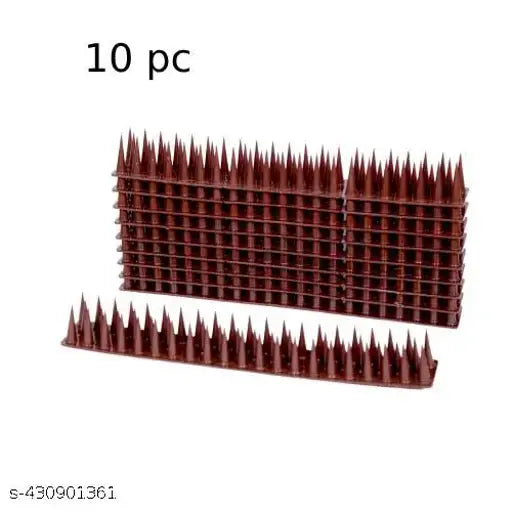 Plastic Brown Spikes (Pack of 10) with Double Sided Tap (12 x 4 inch) Anti Pigeon Spikes,