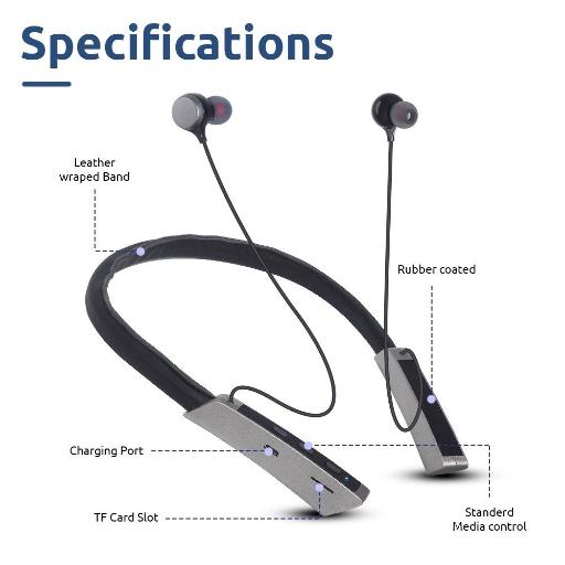 Strom 25 to 30 hrs of Play time Wireless Neckband V5.0+ Technology Bluetooth Headset.