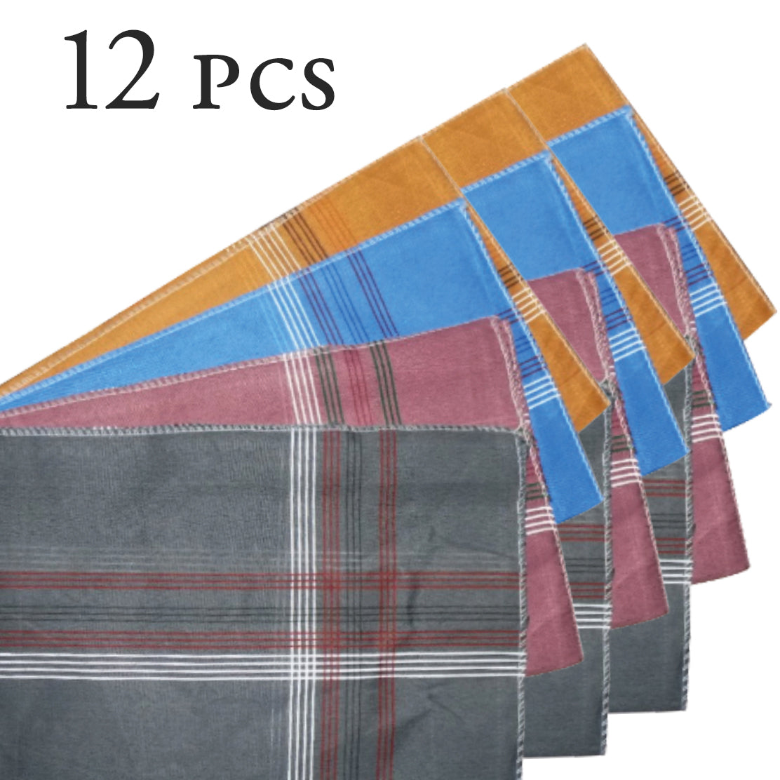 Men's King Size Formal Handkerchiefs for Office Use - Pack of 12 - Springkart 