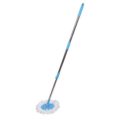 Heavy Duty Microfiber Spin Mop with Plastic Bucket & Rotating Steel Pole Head - Springkart 