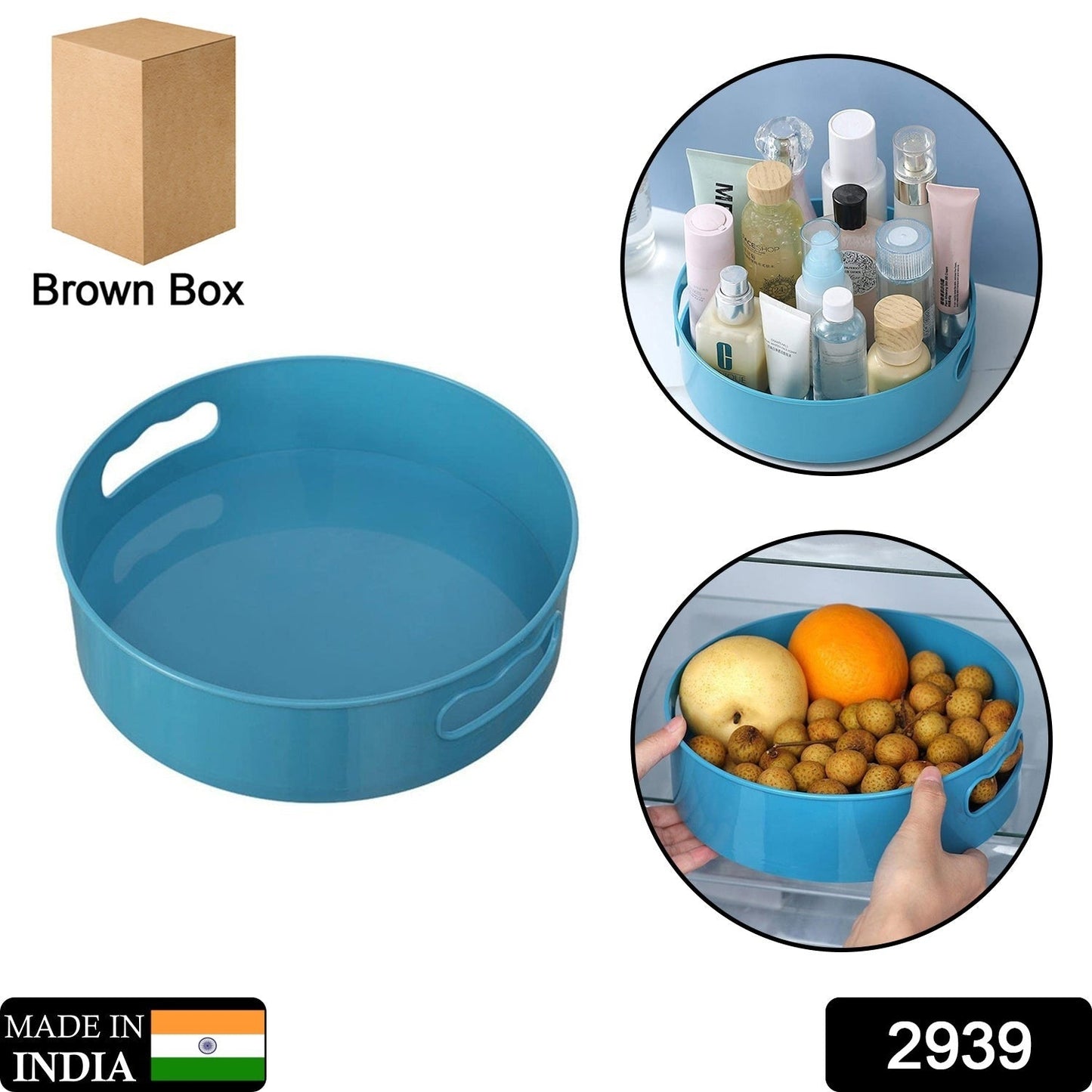 360° Rotating Kitchen Organizer Trolley for Storage - Turntable Tray with Brown Box - Springkart 