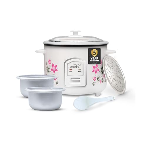 V-Guard VRC 1.8-Litre Electric Rice Cooker with 700 W Power, 2 Pots, Spatula, Rice Separator 5-Yr Heating Plate & 2-Yr Product Coverage Automatic Cooking with Double-Layered Body & Cool Touch Handles. Online at Low Prices in India - Amazon.in