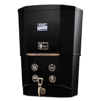 KENT Supreme Plus Alkaline+Copper RO Water Purifier | RO+UV+UF+Alk +Cu+TDSControl+UV LED Tank|Advanced ROTech for SabseShudh Paani |Auto Flush| 8L|20LPH| Ideal for Borewell/Tanker/MunicipalWater|Black