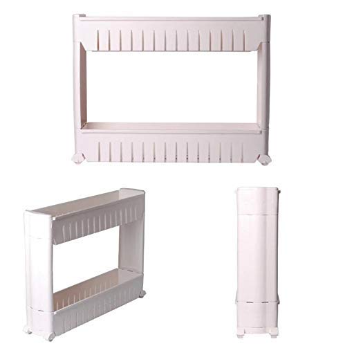 Multipurpose 2 Layer Slim Side Space Saving Storage Organizer Rack Shelf - Springkart 