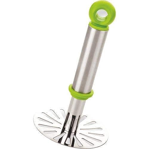 Ganesh Potato / Pav Bhaji Masher with Plastic Handle, Silver & Plastic - Oval Pav Masher, Potato 1-Piece, Smasher Handle, Multicolor - Springkart 