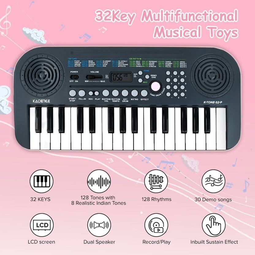 KADENCE KAD-K-TONE-32-P Kadence K Tone 32 P Kids Keyboard Digital Portable Keyboard  (32 Keys)