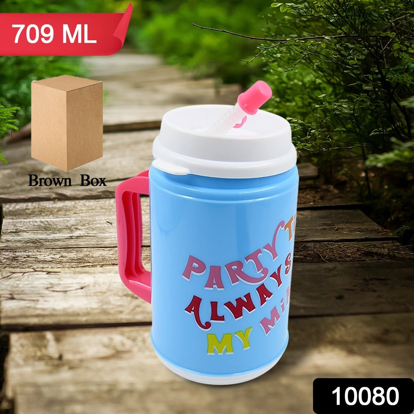 Insulated Mug with Lid Handle Flexible Straw with Cap (709 ML) - Springkart 