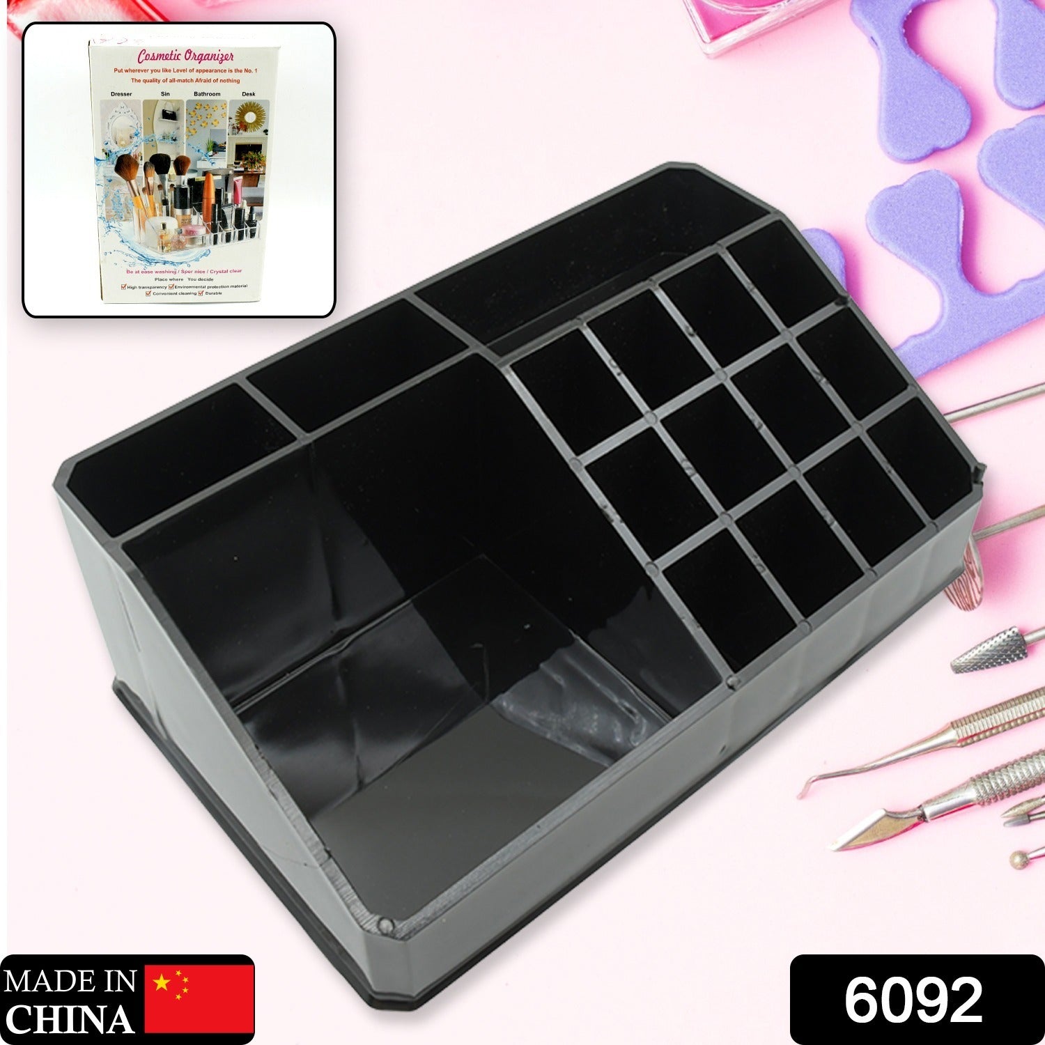 Cosmetic Organiser 16 Compartment Cosmetic Makeup Storage Organiser Box - Springkart 