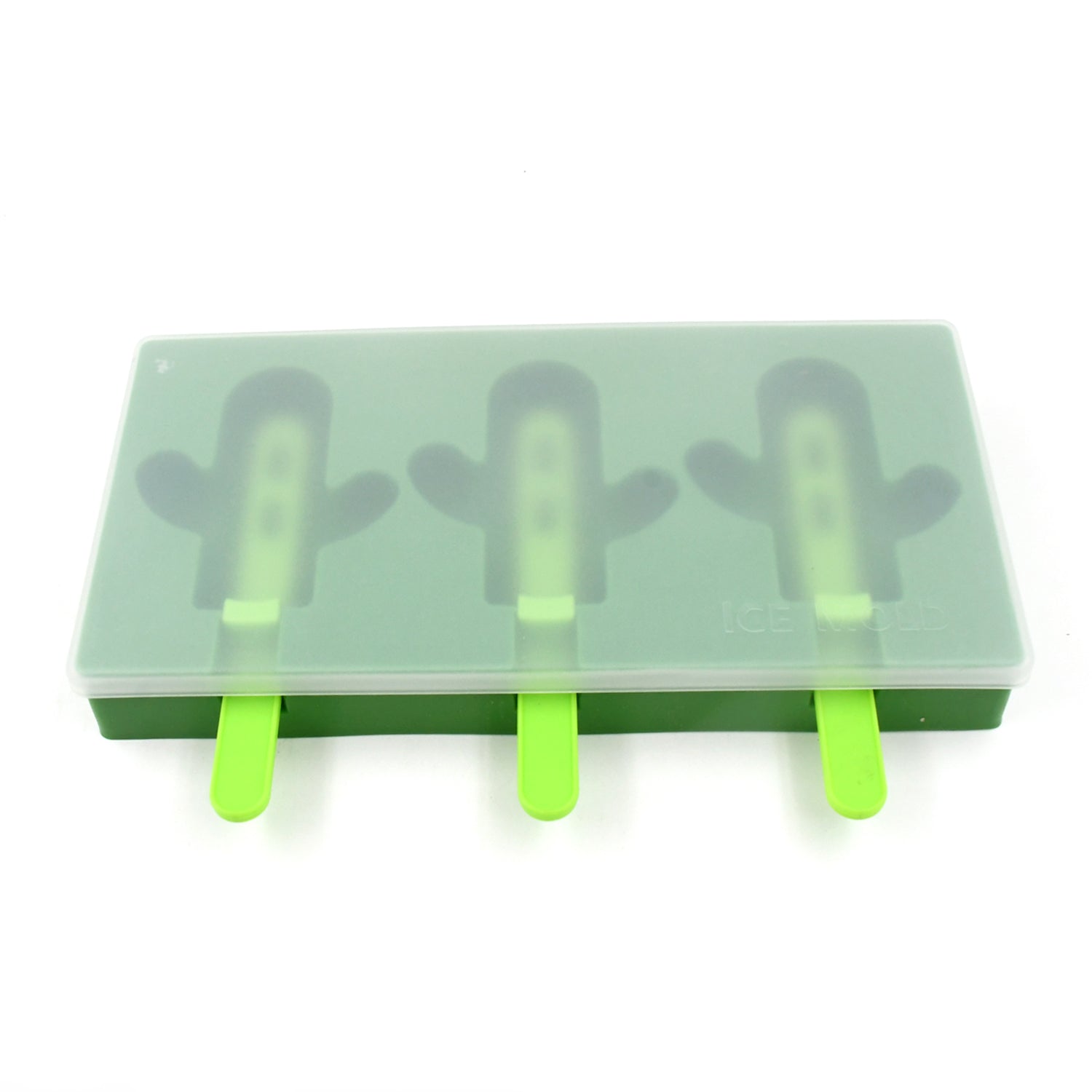 Ice Cream Mould Popsicle Mold, Cactus Shape Ice Pop Molds Homemade Popsicle for DIY Ice Popsicle, 3-Cavity Summer Food Kitchen Tools (1 Pc) - Springkart 
