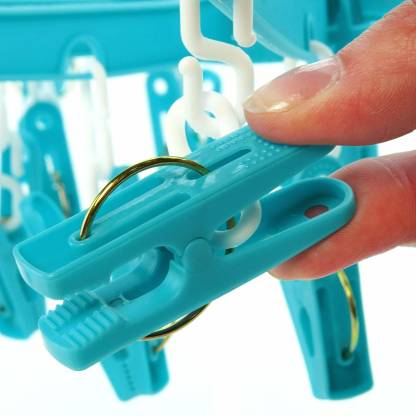 Plastic Round Cloth Drying Stand Hanger with 24 Clips (Multicolour) - Springkart 