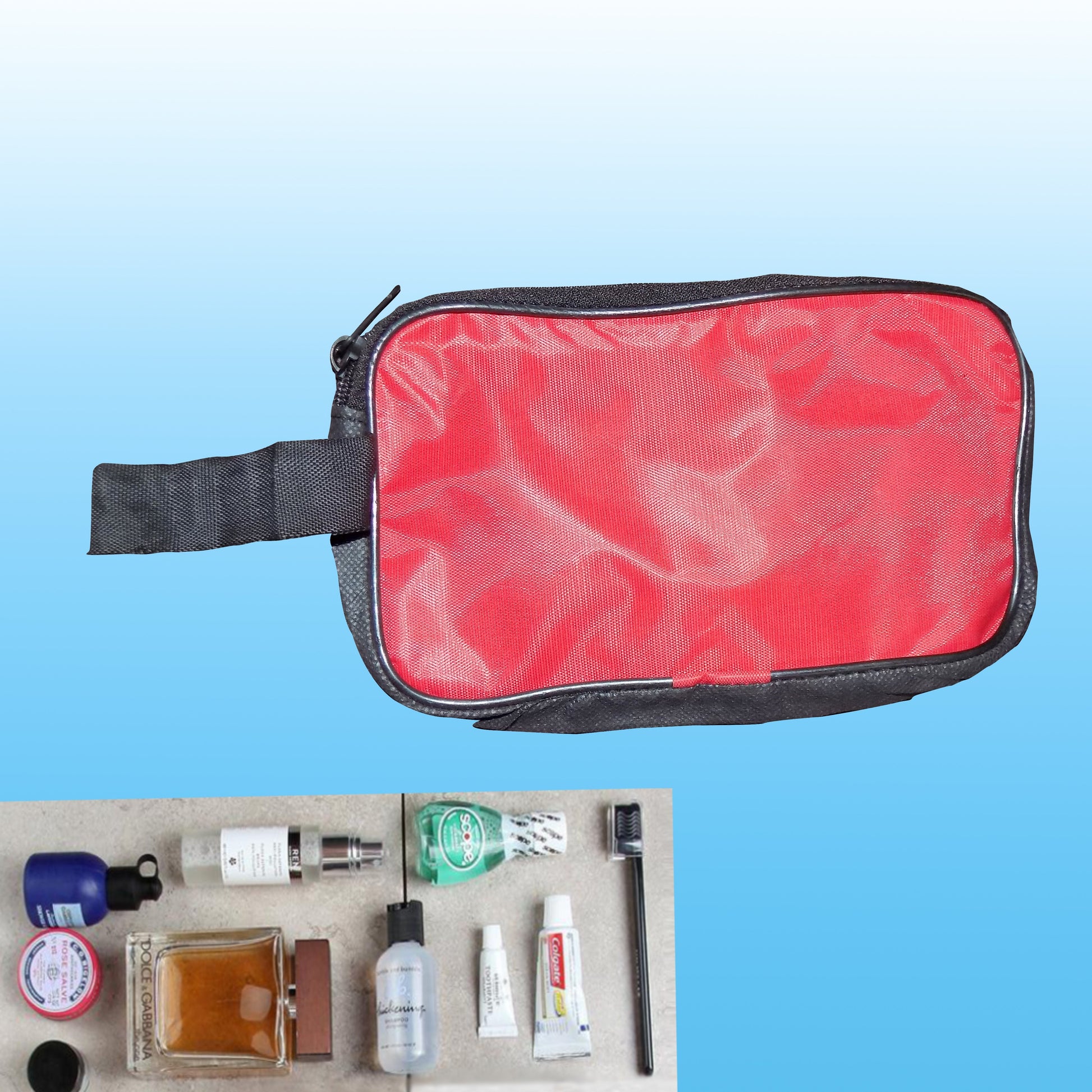 Portable Travel Hand Pouch / Shaving Kit Bag for Multipurpose Use (Red) - Springkart 