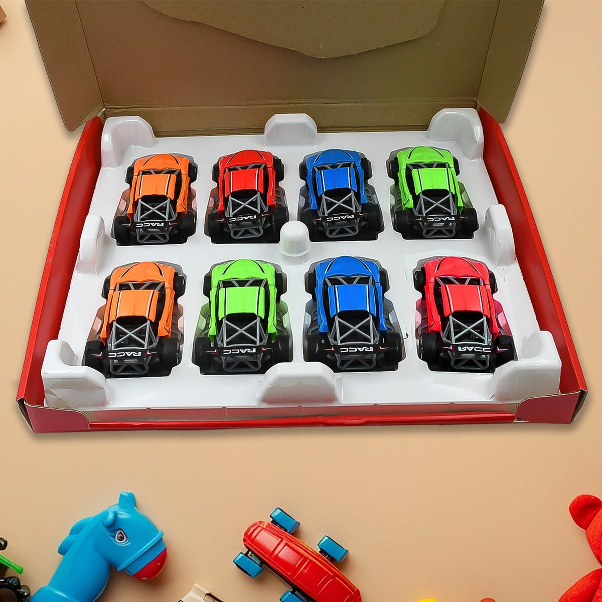 Mini Pull Back Racing Car Widely Used By Kids & Children (8 Pcs Set / Mix Color) - Springkart 