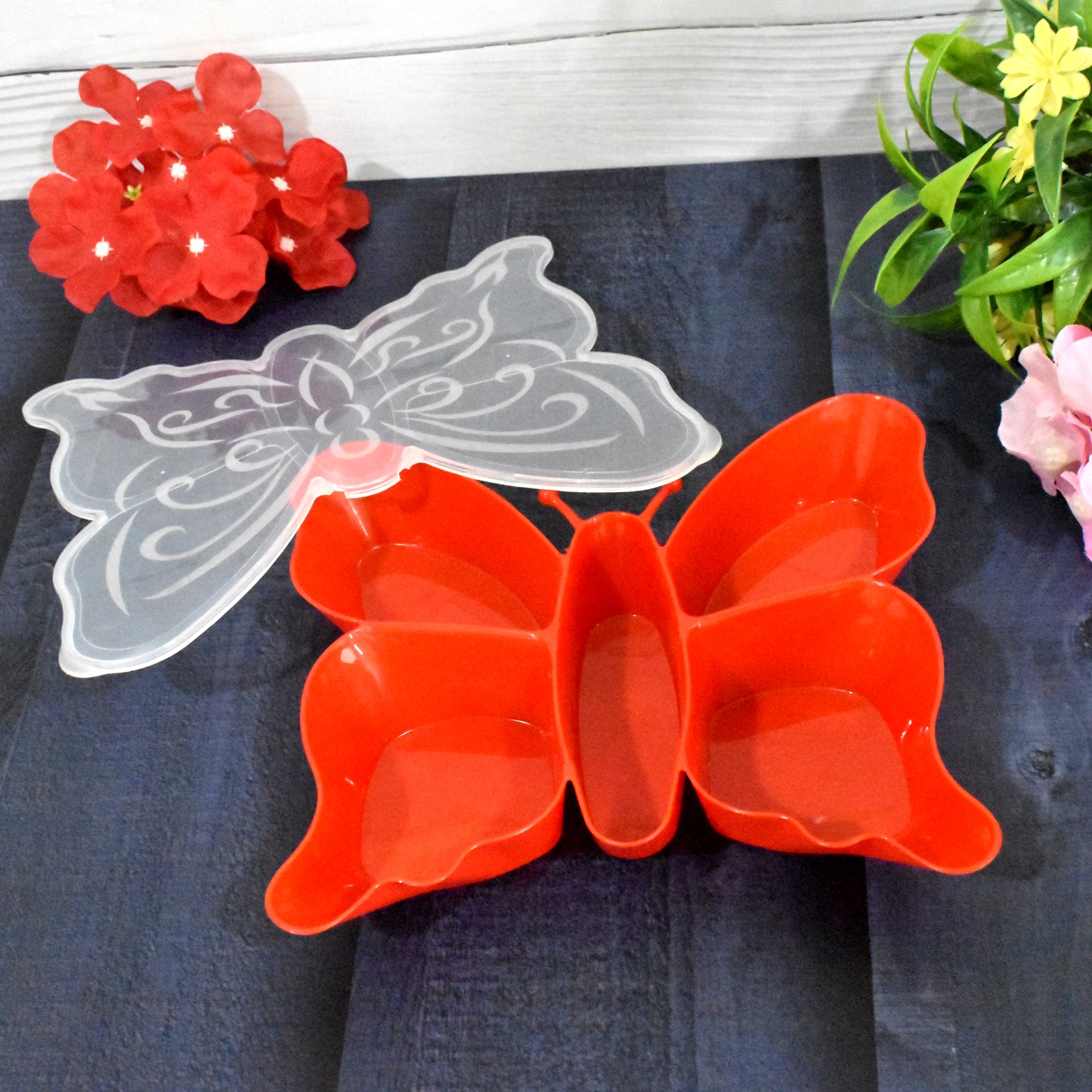 5 Compartment Multipurpose Butterfly Plastic Tray (1 Pc) - Springkart 